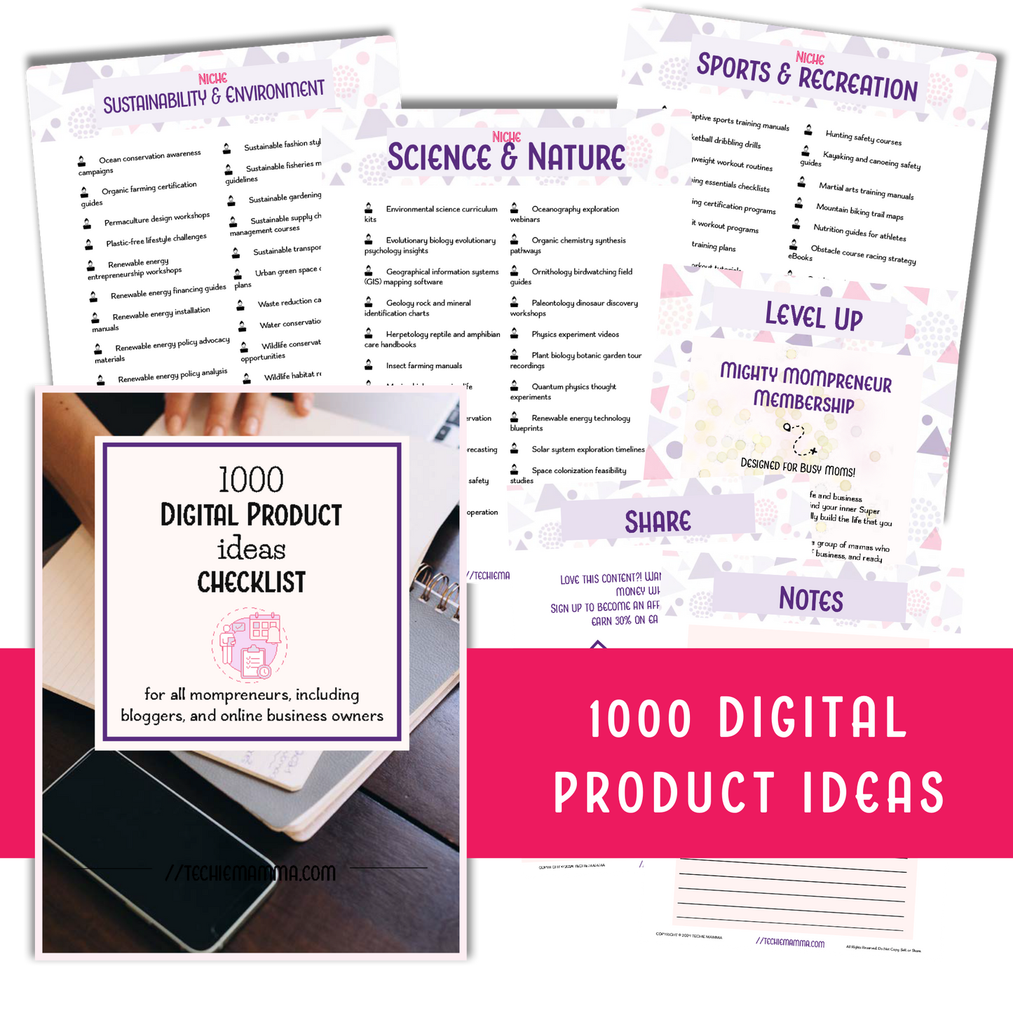 1000 Digital Product Ideas Checklist