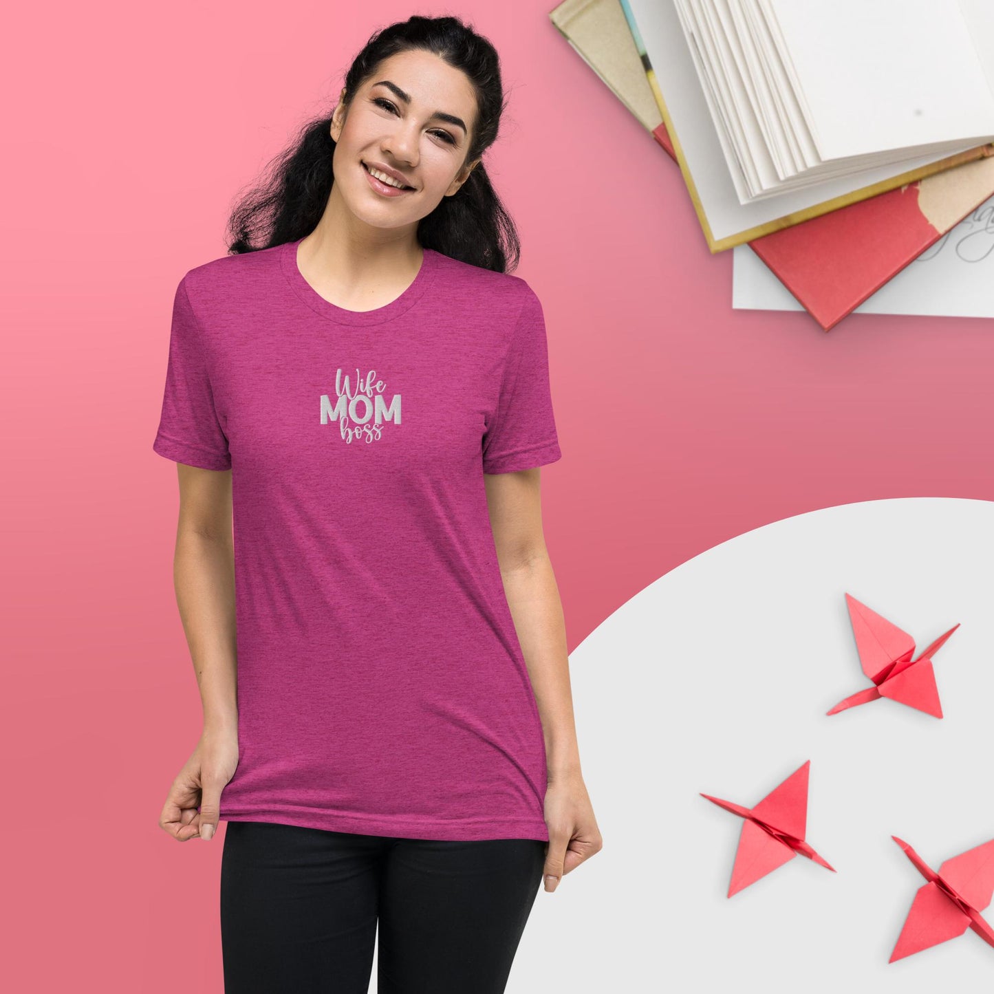 Mom Boss Embroidered Short Sleeve T-Shirt