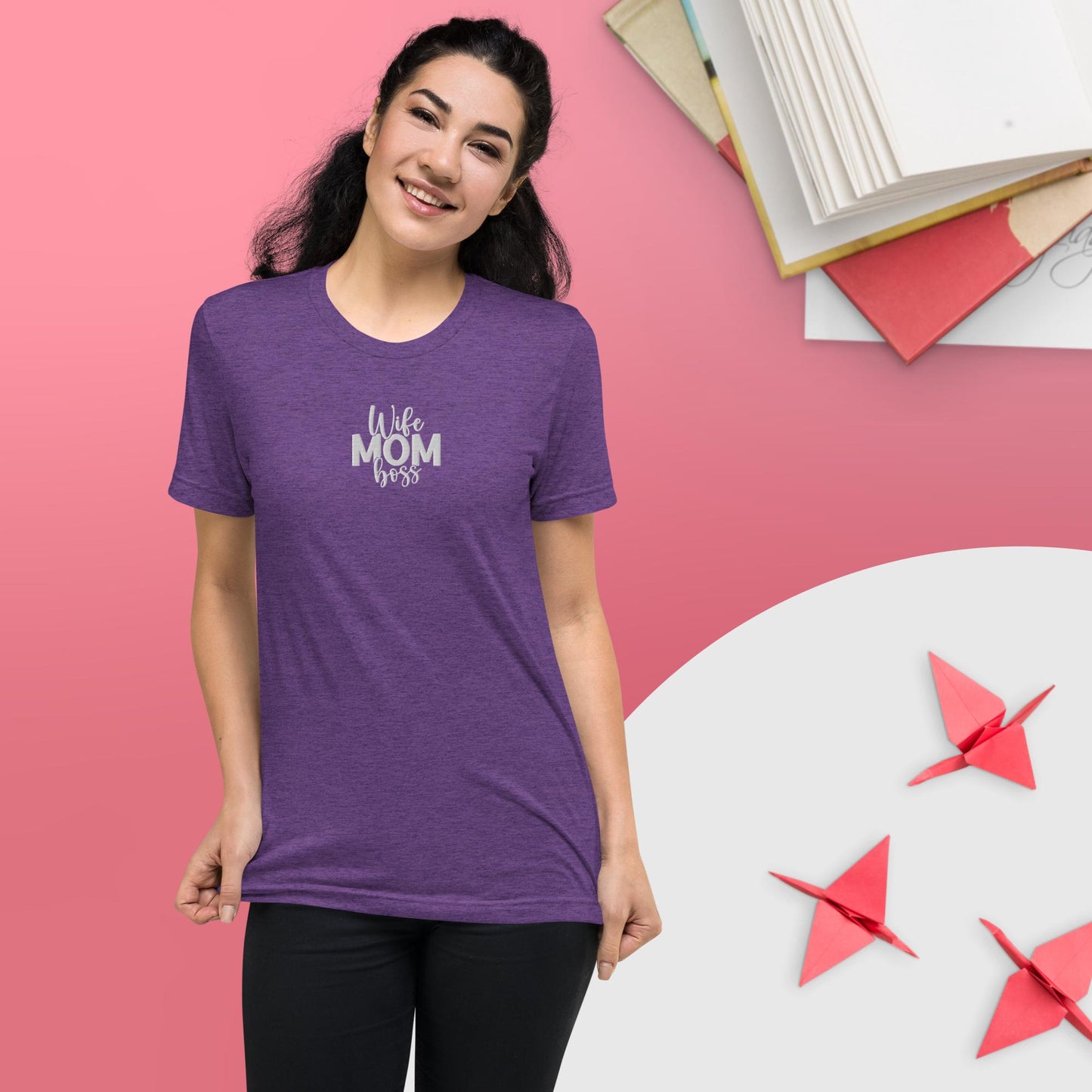 Mom Boss Embroidered Short Sleeve T-Shirt