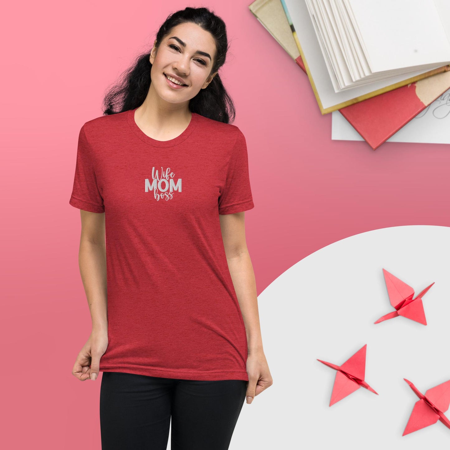 Mom Boss Embroidered Short Sleeve T-Shirt