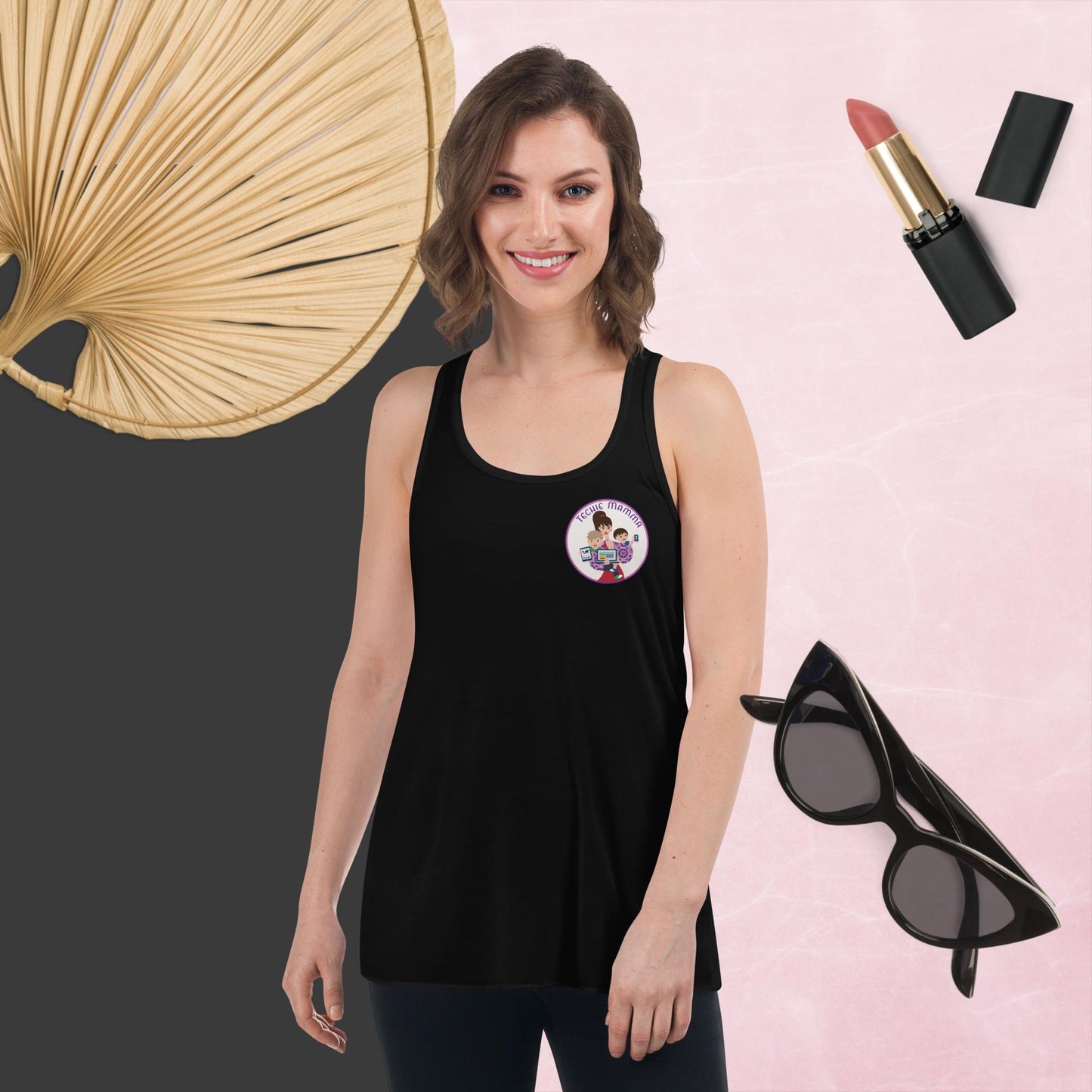 Techie Mamma Logo Flowy Racerback Tank