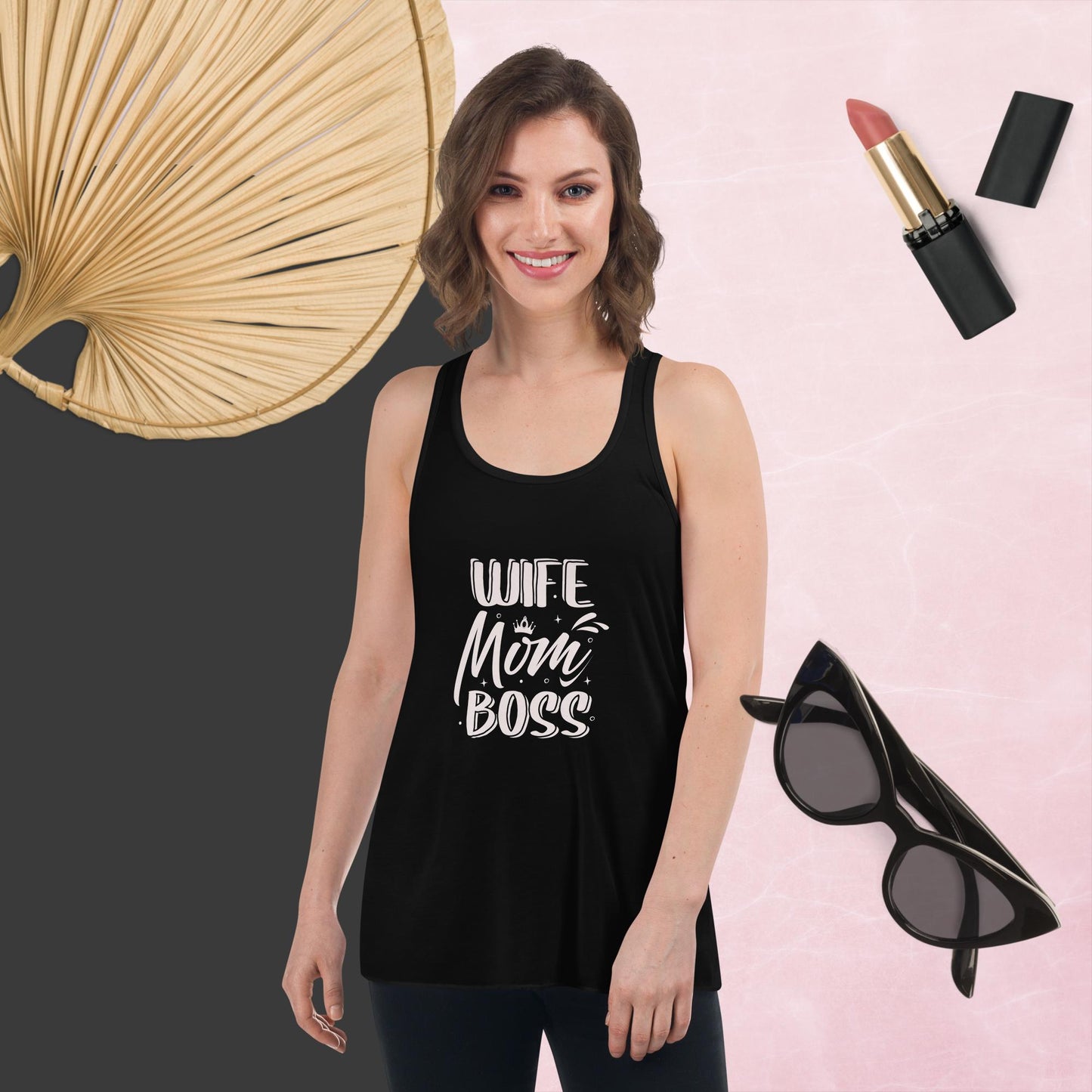 Mom Boss Flowy Racerback Tank