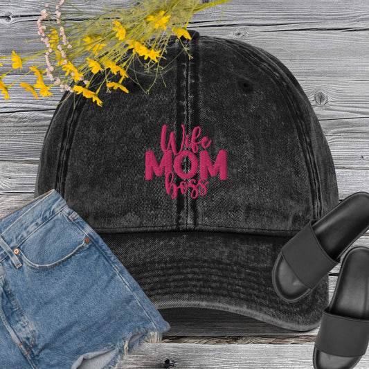 Mom Boss Vintage Twill Cap